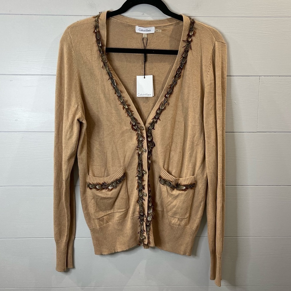 Calvin Klein | NWT Button Up Tan Cardigan Size Large
